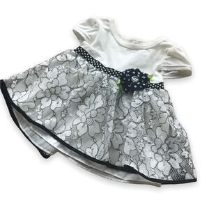 Sweet Heart Rose Girls Top Size 6-9 Months Cream‎ Black Lace Flower NEW